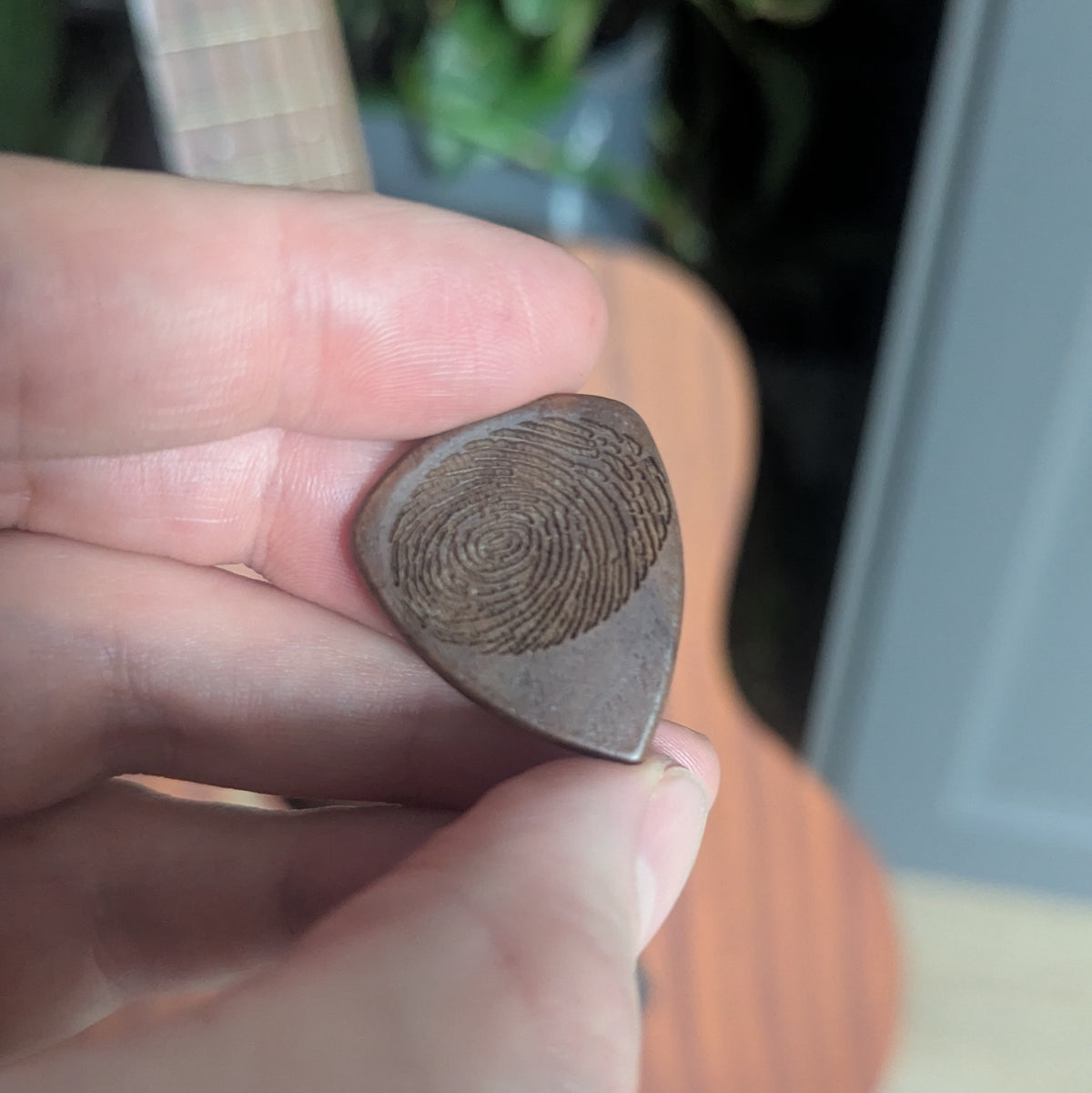 Personalised Fingerprint Guitar Plectrum pick with storage box
