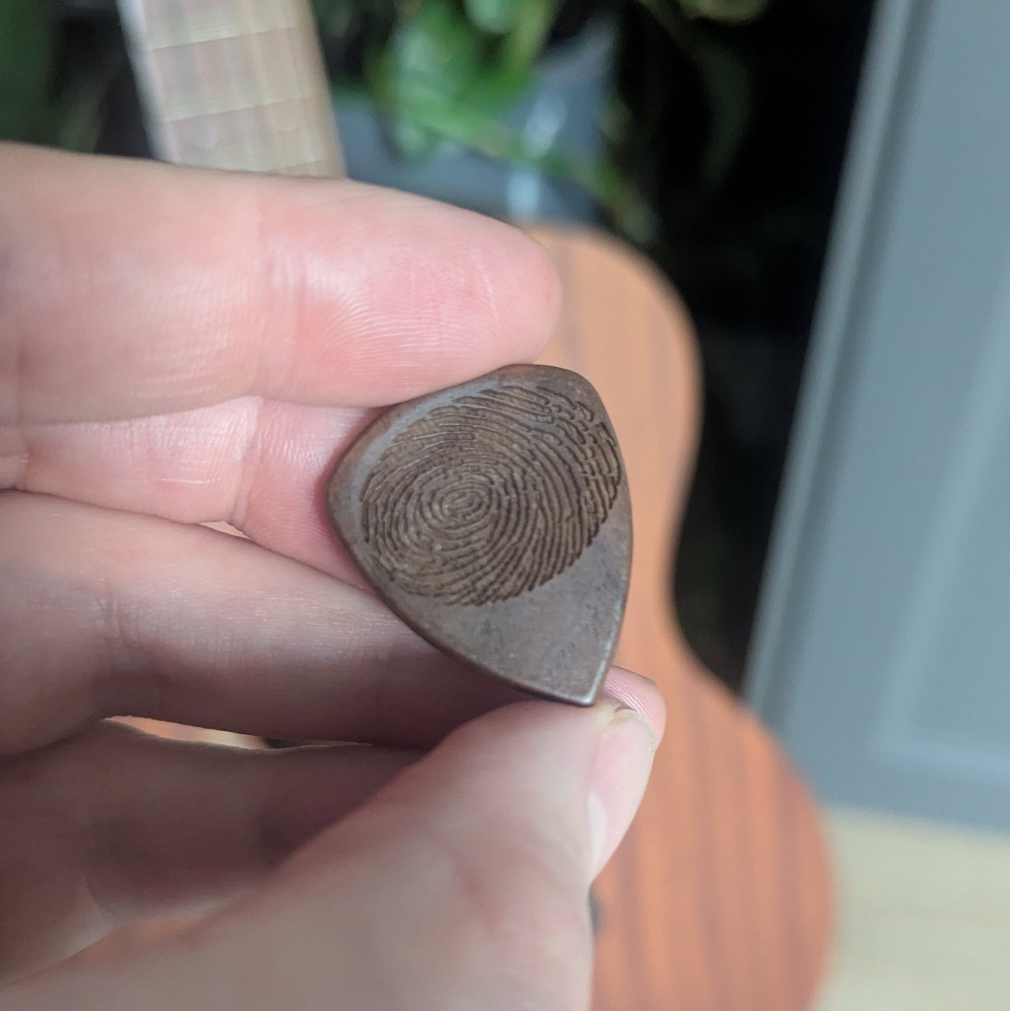 Personalised Fingerprint Guitar Plectrum pick with storage box