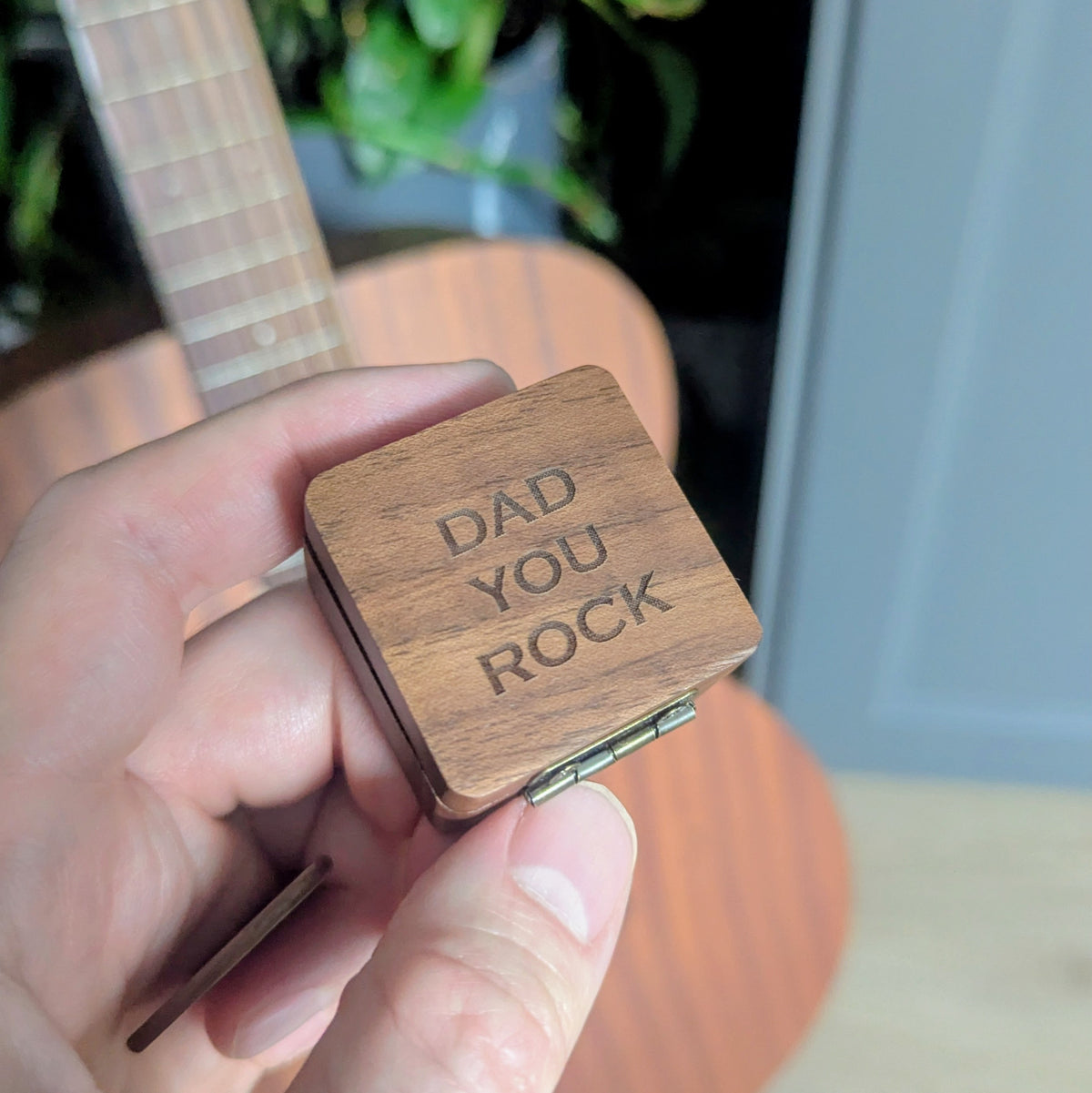 Personalised Fingerprint Guitar Plectrum pick with storage box