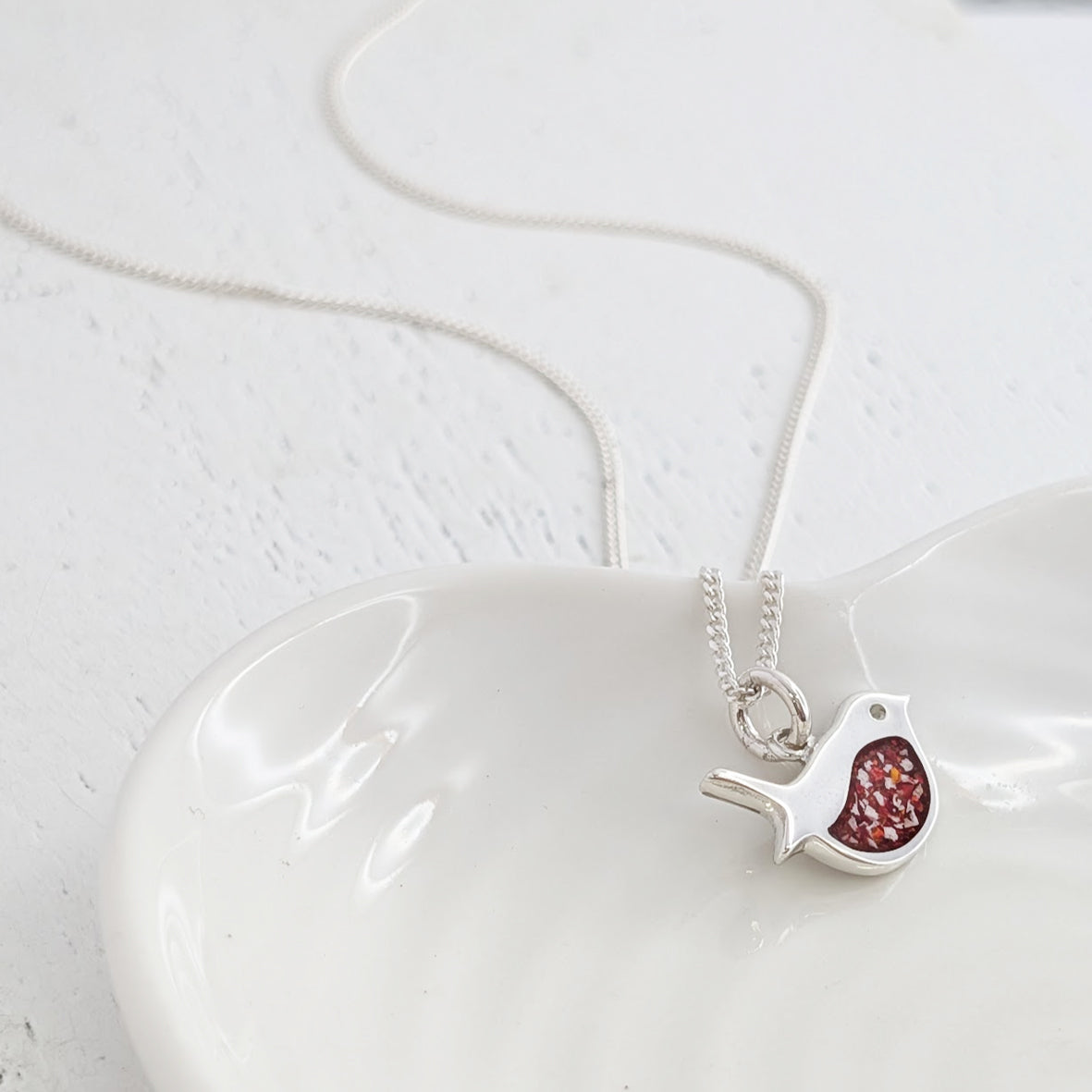 Robins appear when loved ones are near memorial ashes keepsake necklace