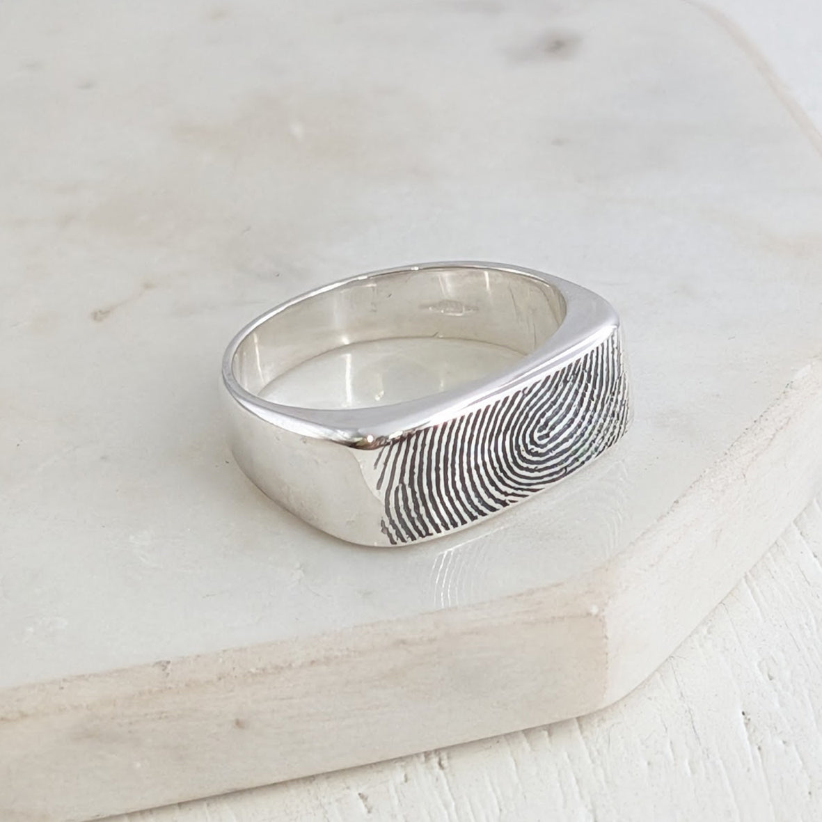 Memorial Fingerprint Signet Ring for Men
