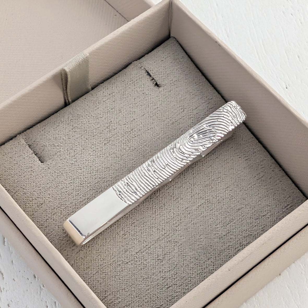 PERSONALISED FINGERPRINT TIE SLIDE
