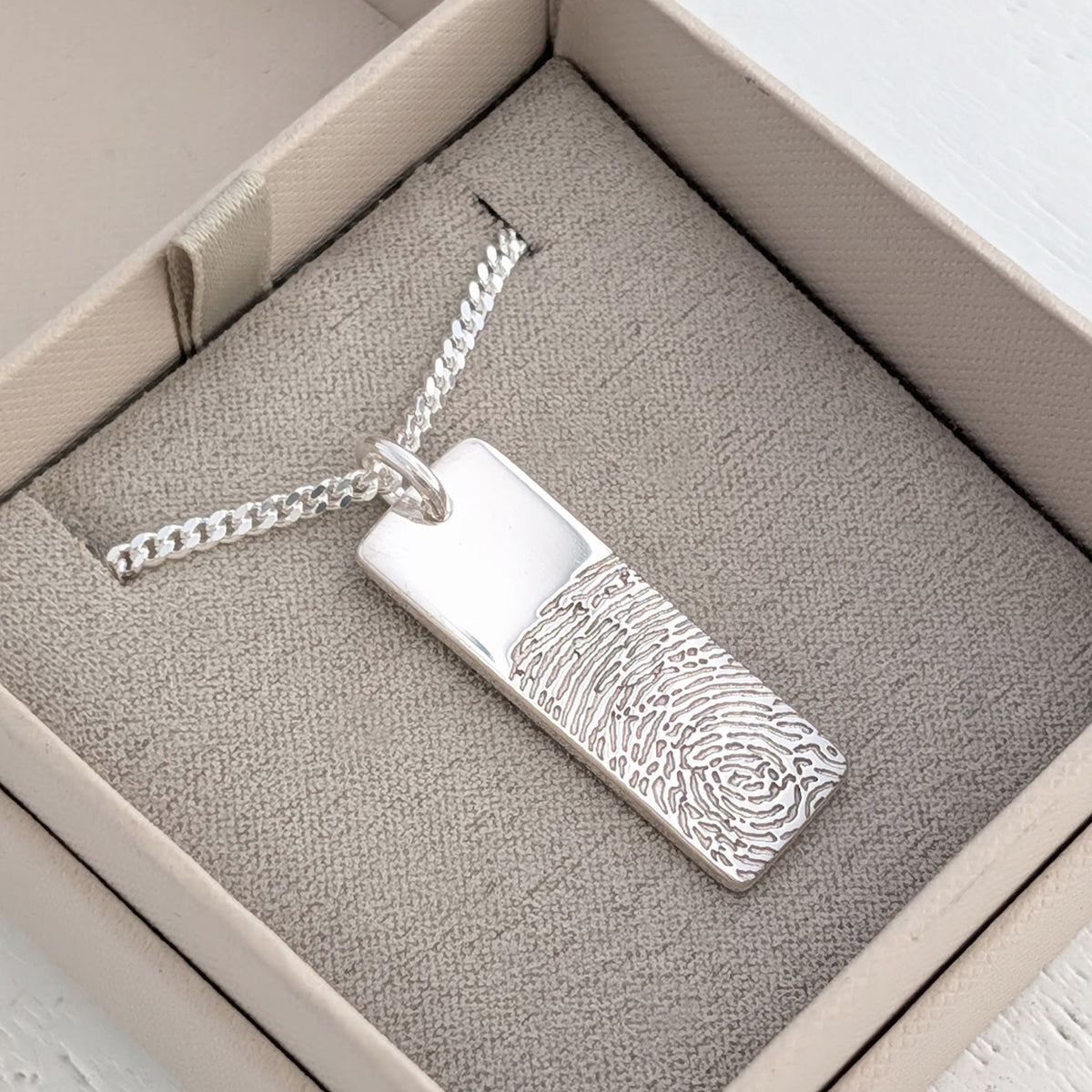 Personalised engraved fingerprint necklace for men