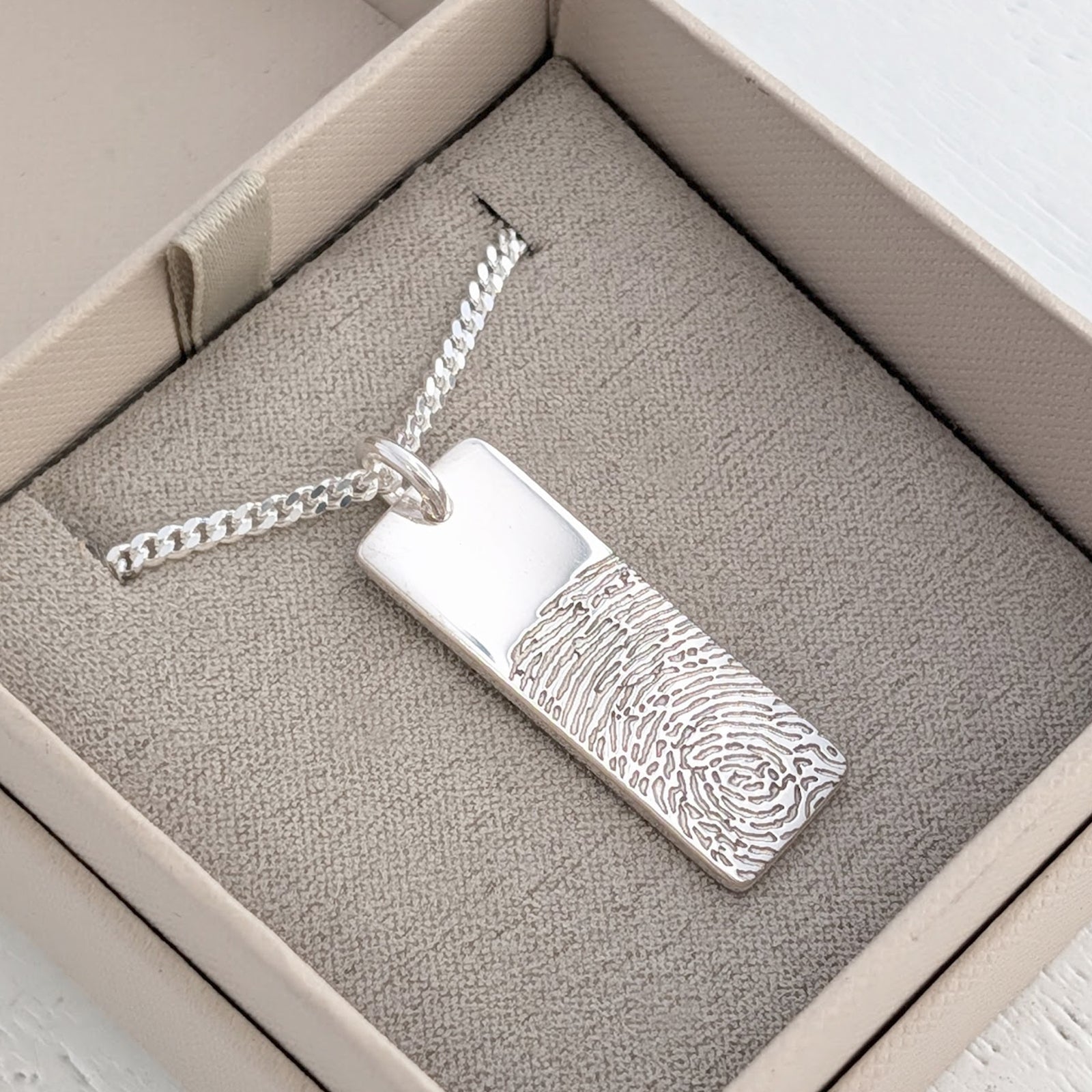 Personalised engraved fingerprint necklace for men