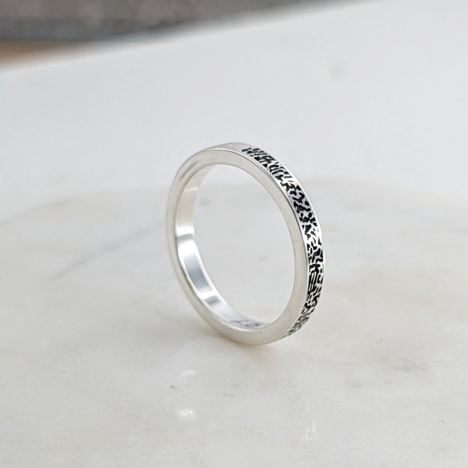 memorial fingerprint ring in silver or gold | slender band