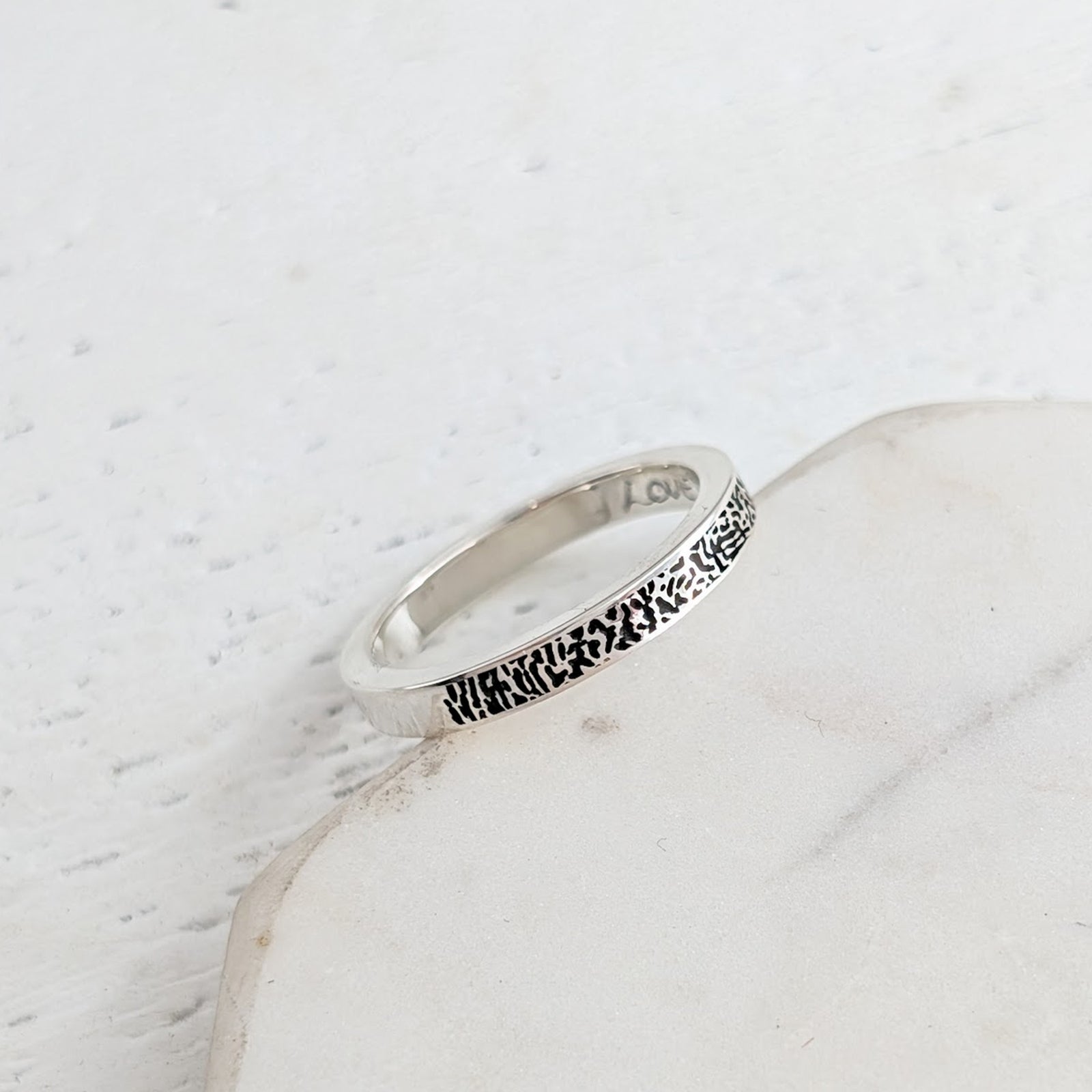 personalised fingerprint ring | narrow wedding band