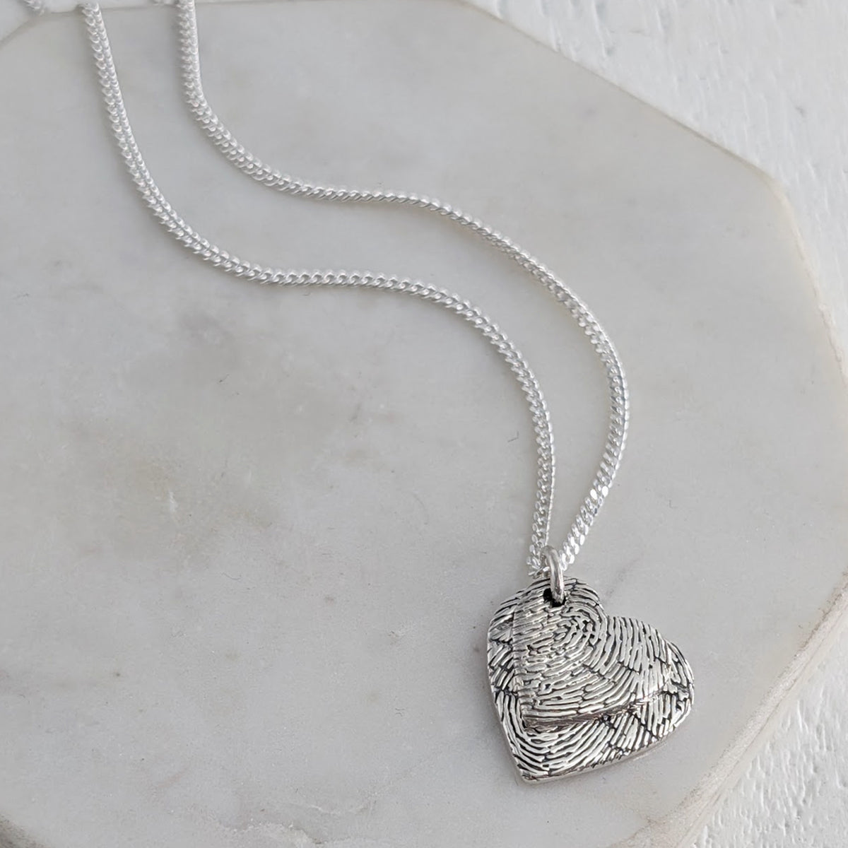 Memorial Fingerprint Necklace for two fingerprints in silver or gold