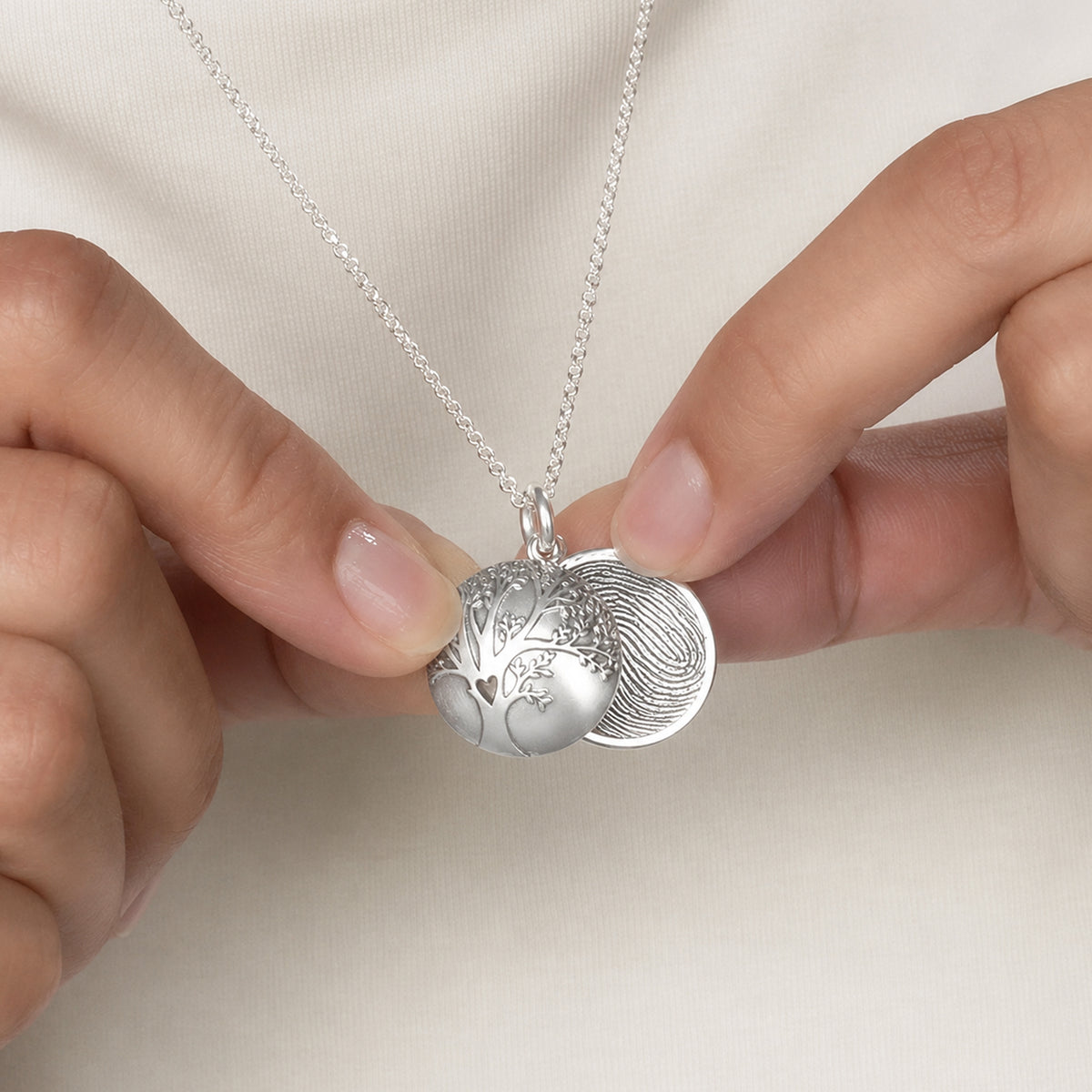 Family Tree Fingerprint Locket Neckalce | Memorial Keepsake 
