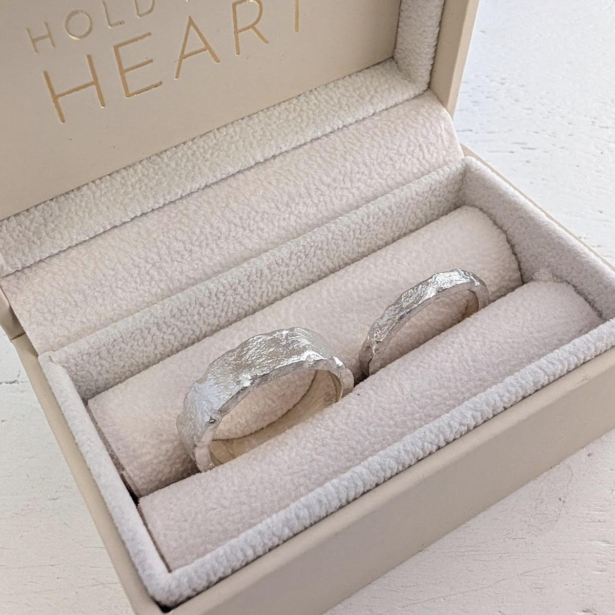FINGERPRINT WEDDING RING SET - MOLTEN BANDS