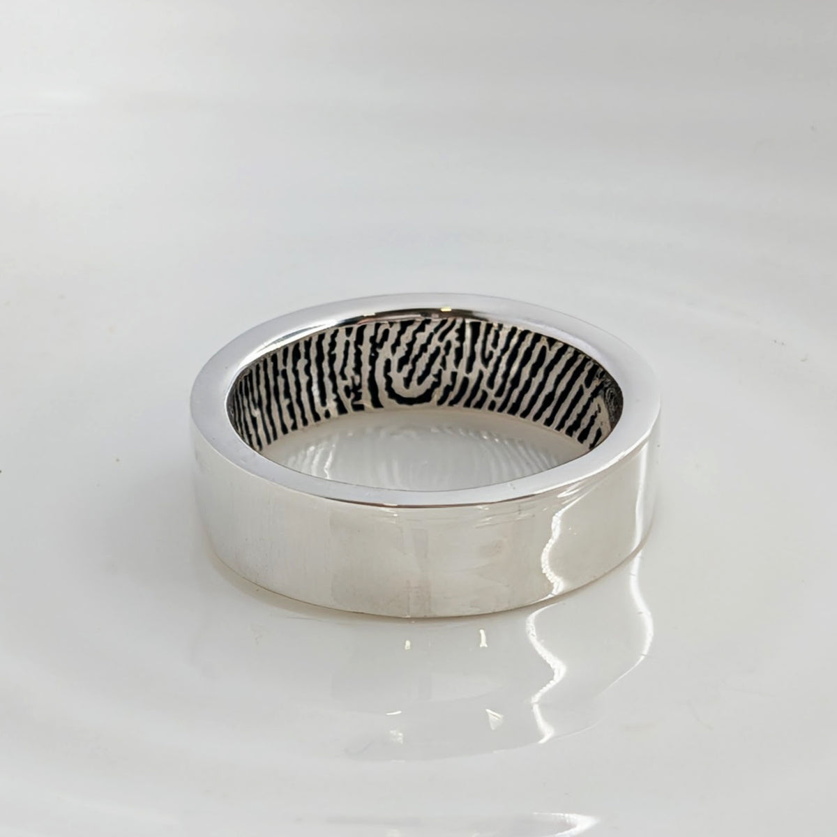 FINGERPRINT WEDDING RING SET - POLISHED BANDS