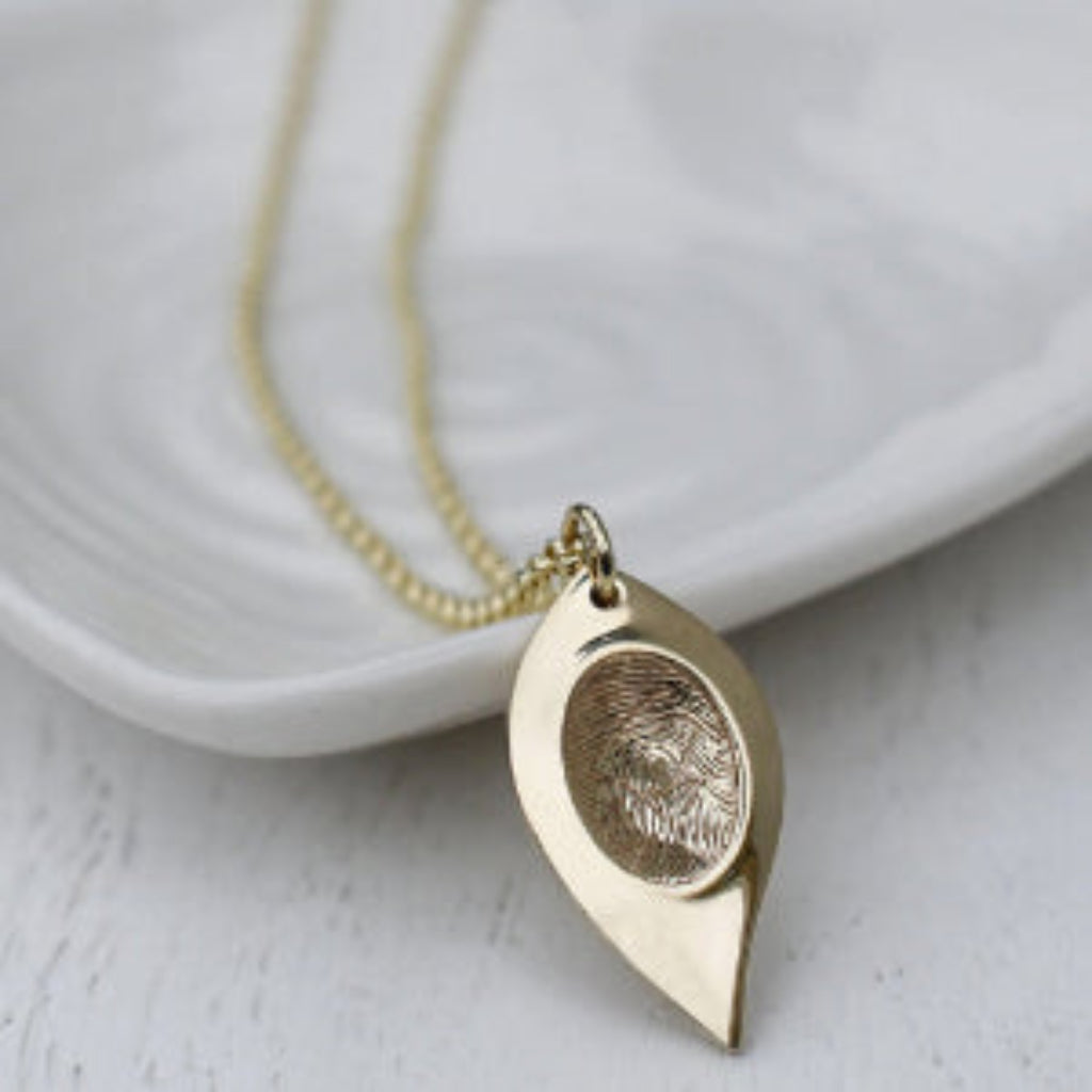 Ashes Memorial Jewelry Fingerprint Memorial Fingerprint Leaf