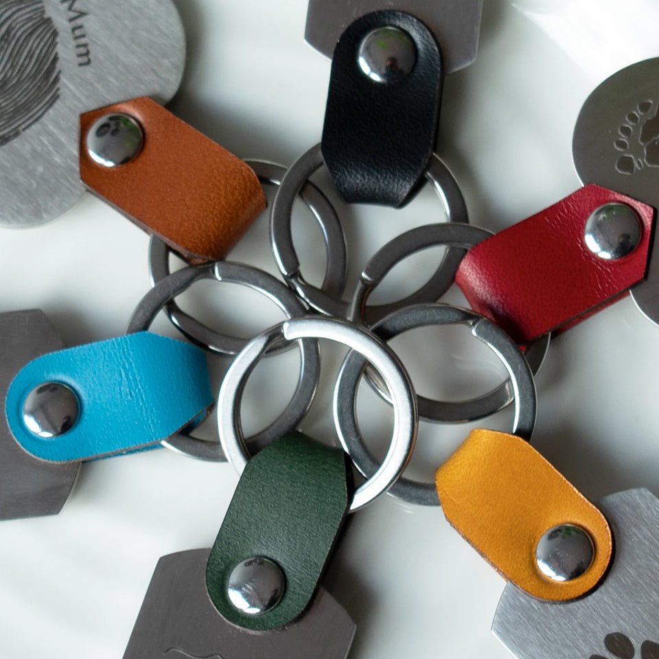 Baby Handprint and Footprint Steel and Leather Plectrum Keyring