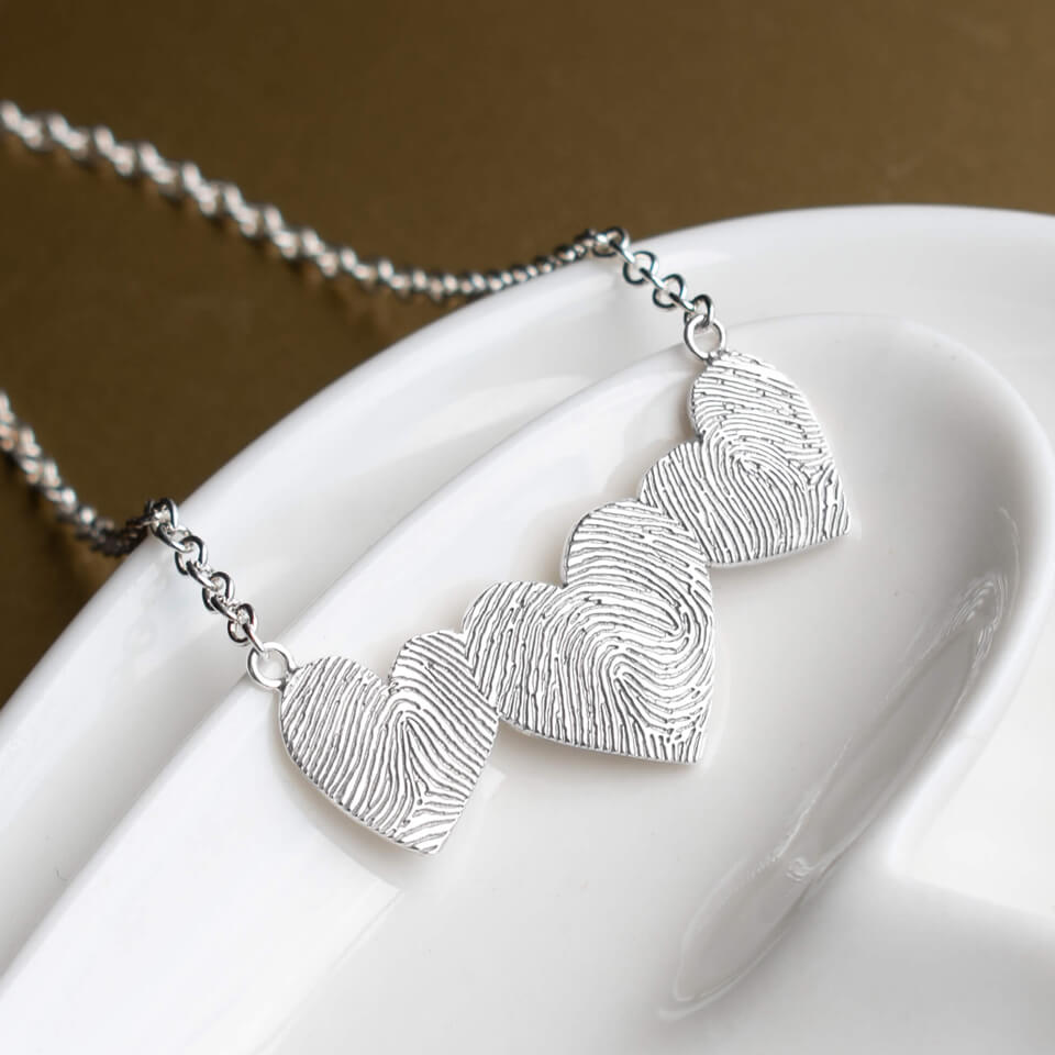 Silver Fingerprint Necklace for Mum of three