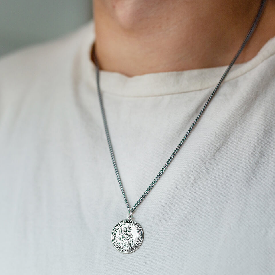 Memorial Fingerprint Necklace | Personalised St Christopher