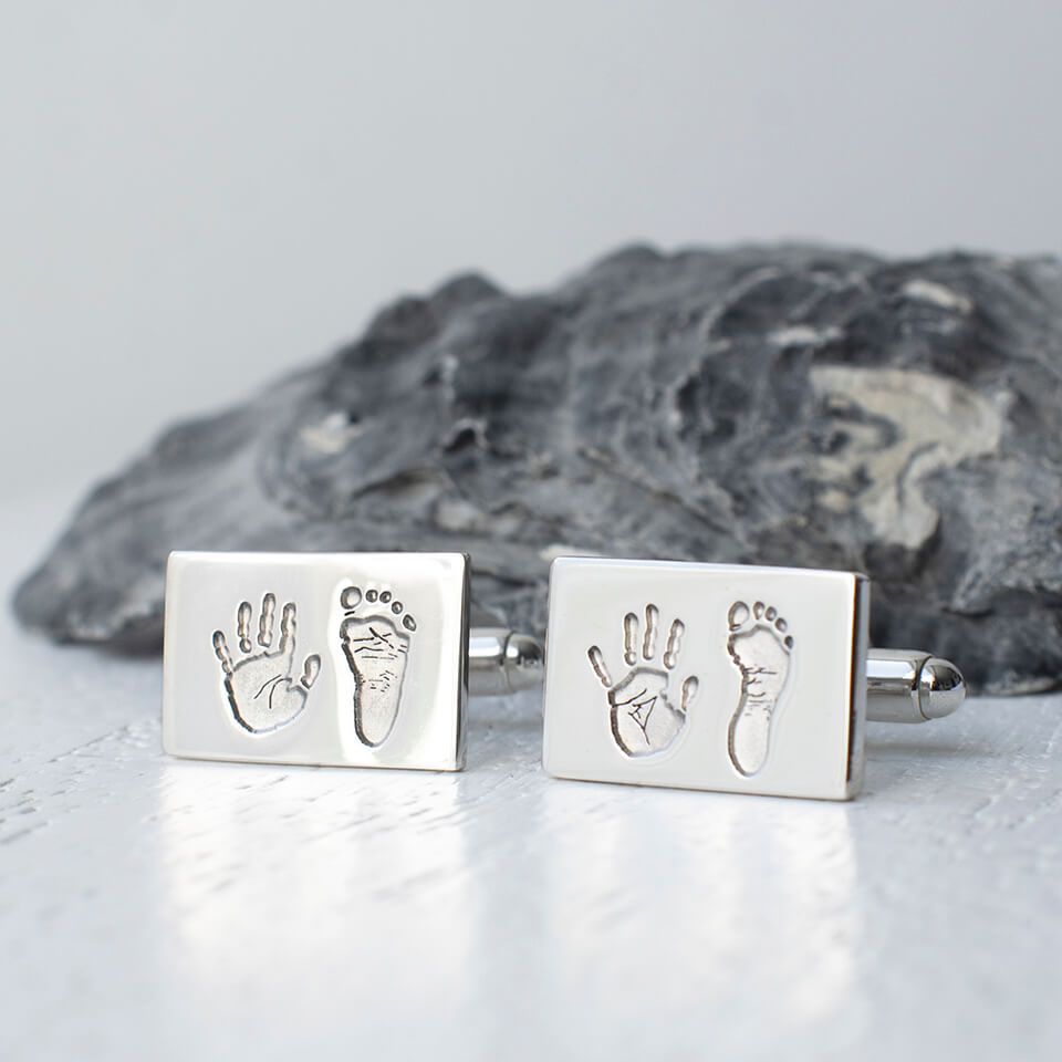 Baby Handprint and Footprint Keepsake Cufflinks | Father&#39;s Day Gift for Dad