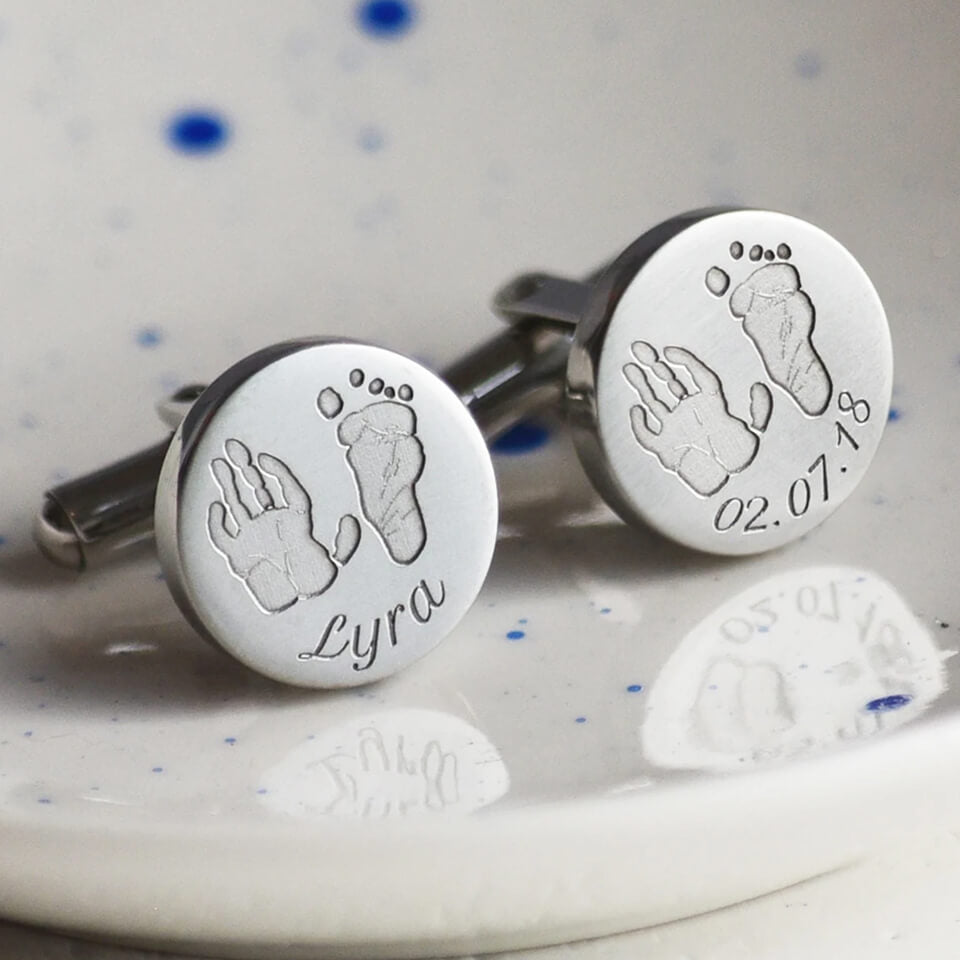 Baby Handprint Footprint Cufflinks | Father's Day Gift for Dad