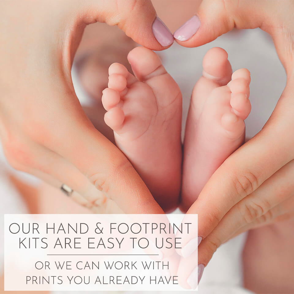 Personalised Baby Handprint and Footprint Heart Nursery Art Print