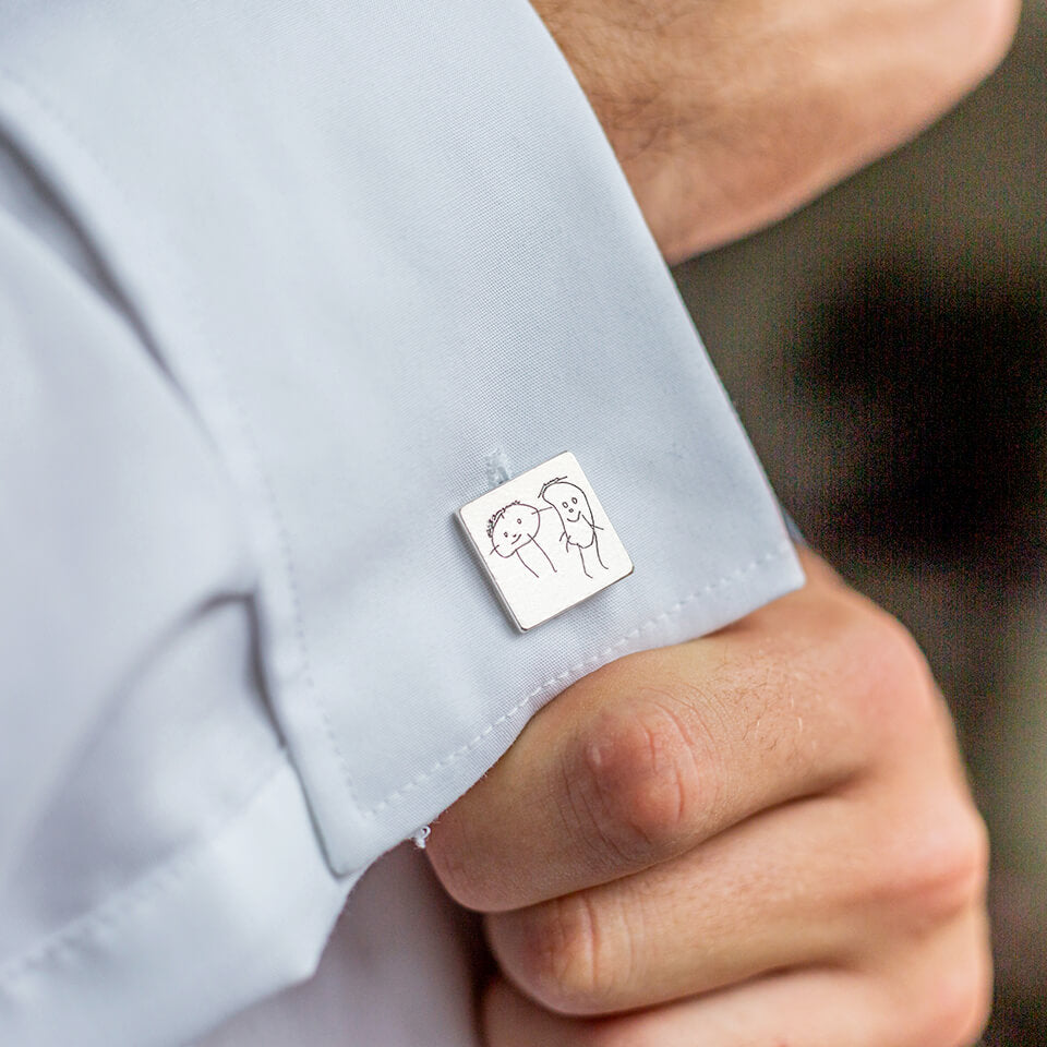 PERSONALISED DRAWING CUFFLINKS - SQUARE