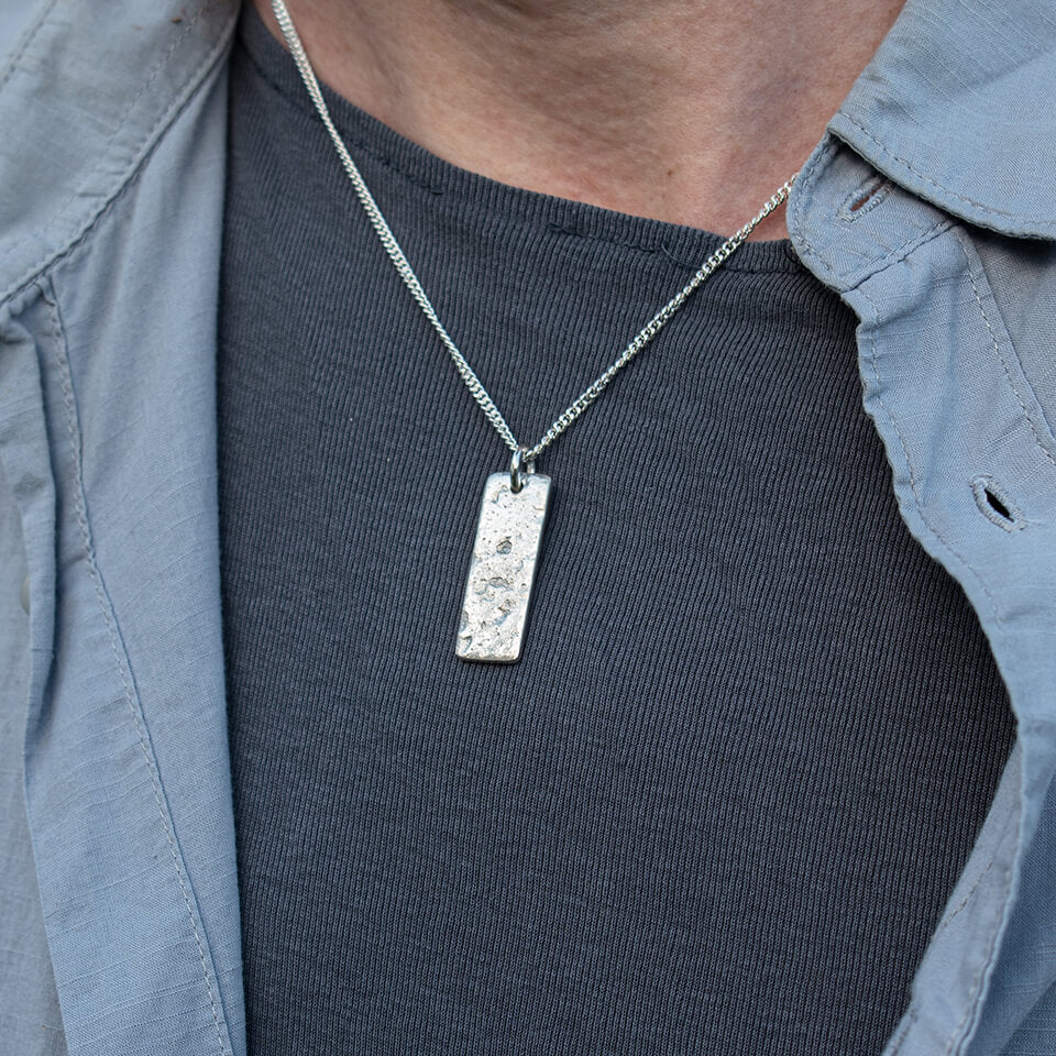 Memorial Ashes Jewellery for Men | Slim Tag Necklace