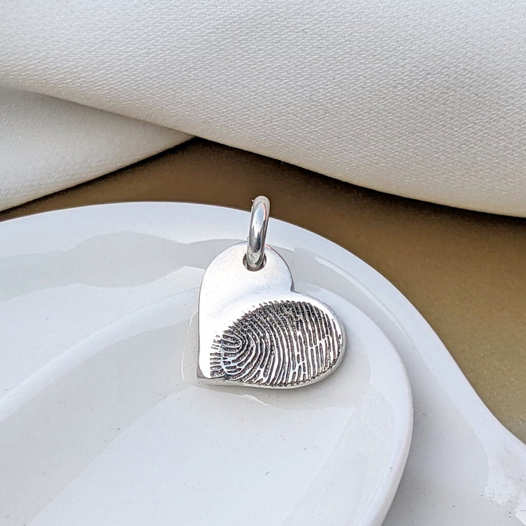 Fingerprint Dainty Heart Charm
