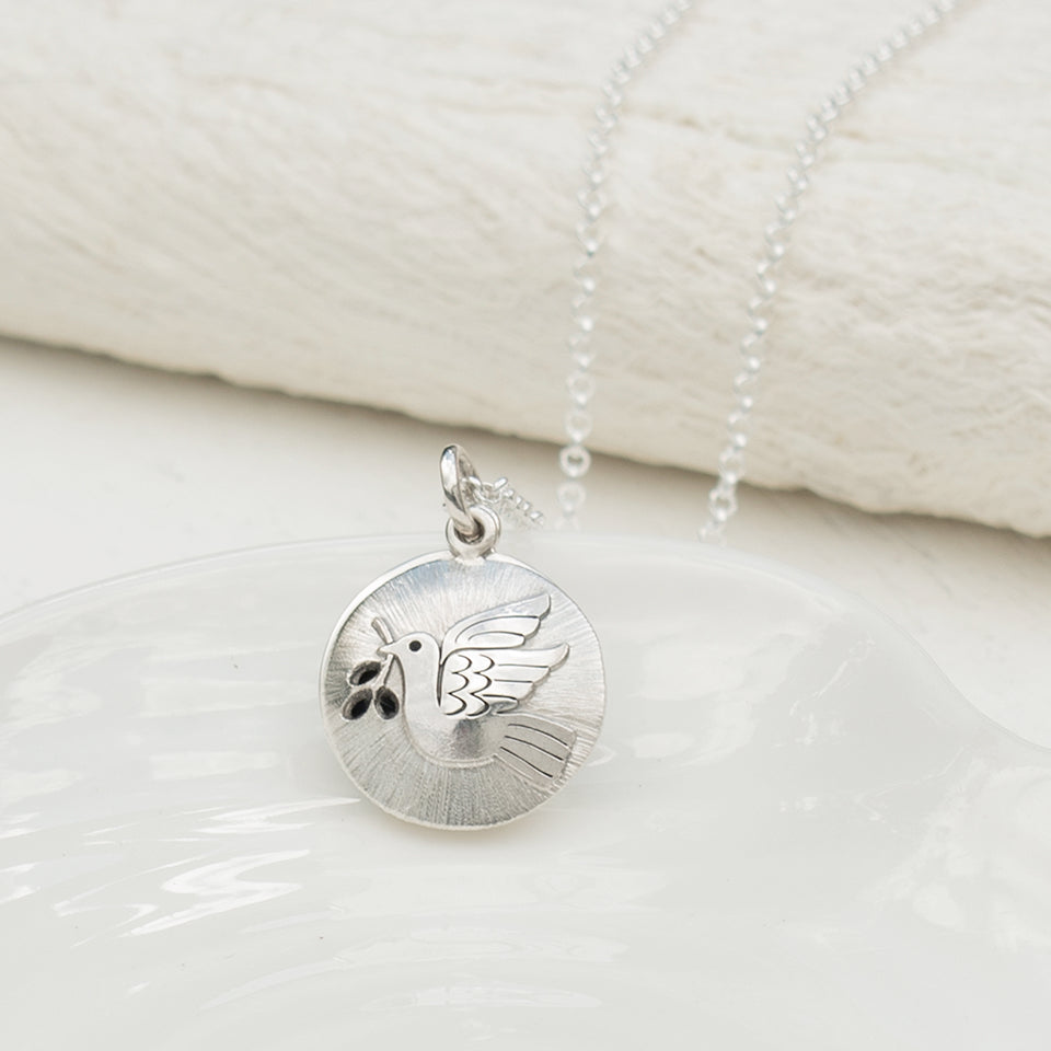 Silver Dove necklace - UZL9243 – Michigan Church Supply