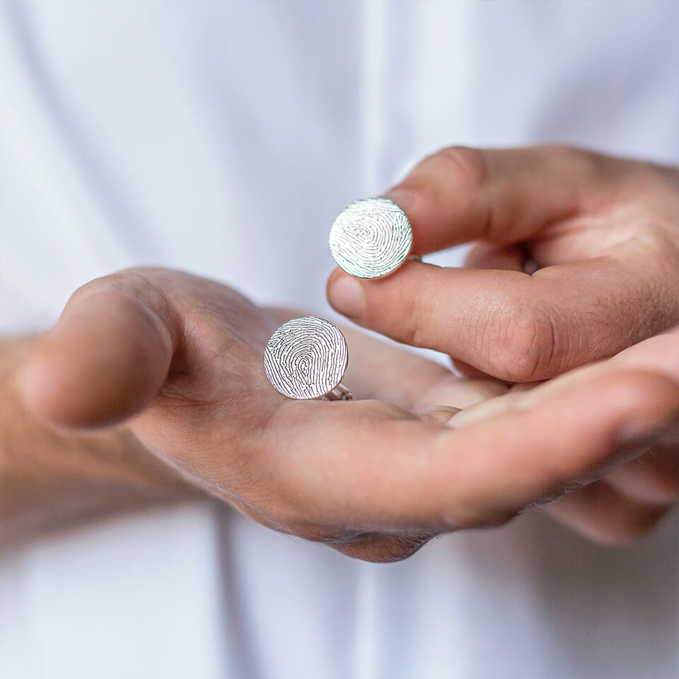 Fingerprint Cufflinks Gift for Dad on Father's Day
