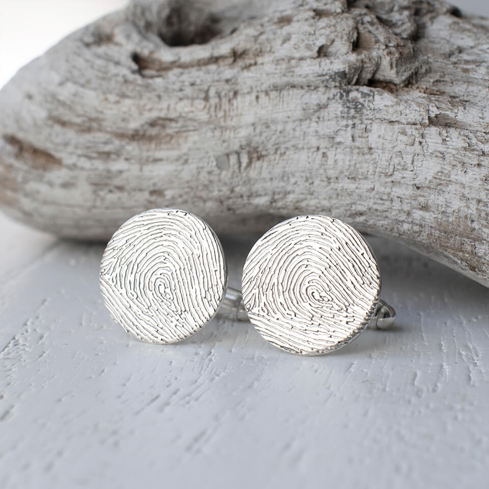 Fingerprint Cufflinks made using ink fingerprints