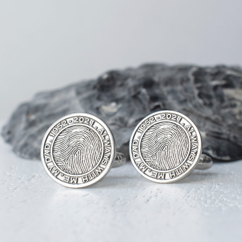 Personalised Fingerprint Cufflinks Wedding Gift idea for Groom