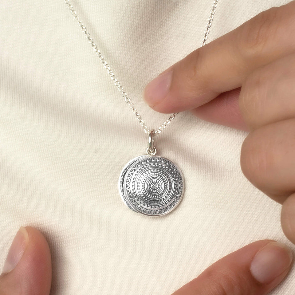 Personalised SIlver Mandala Keepsake Necklace