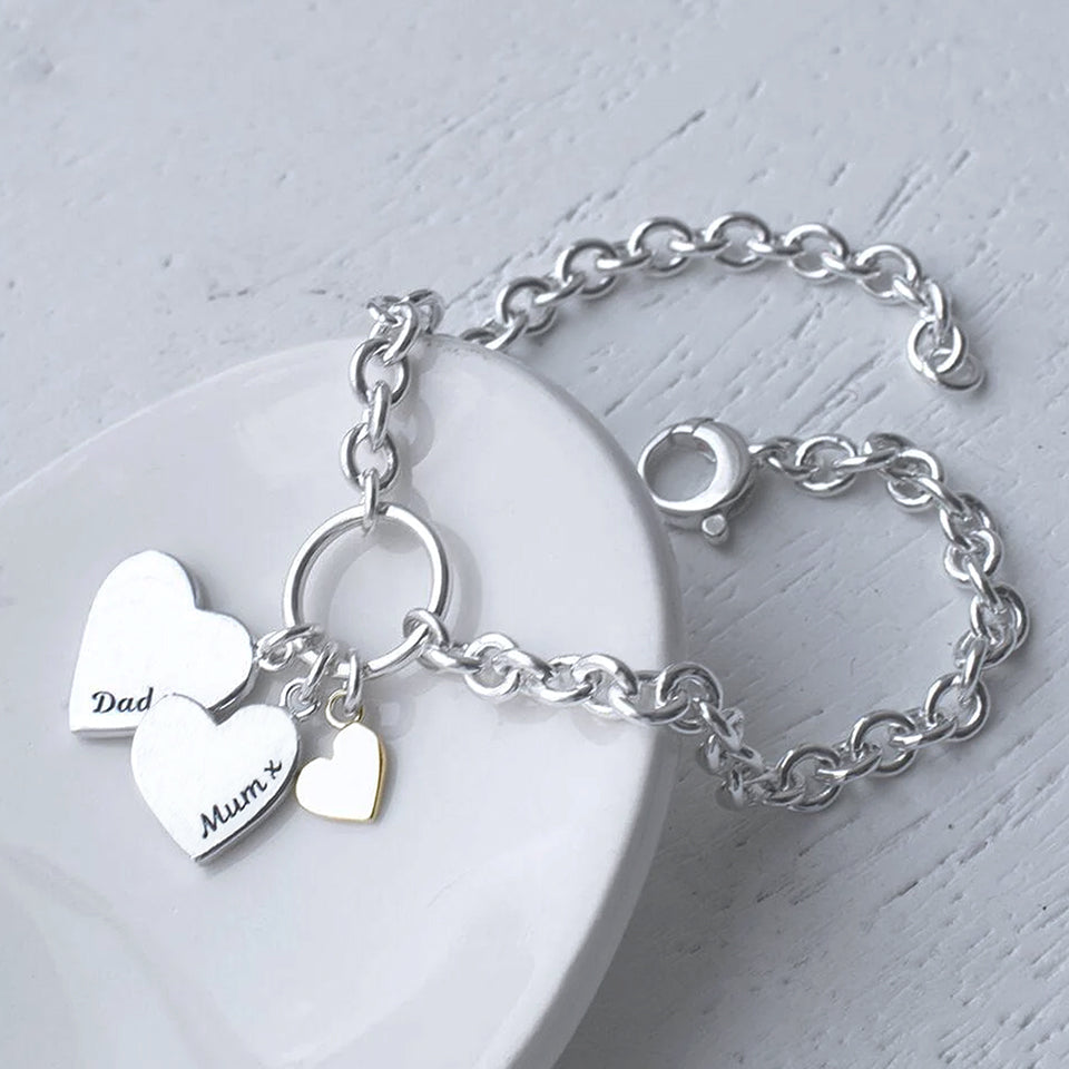 HUGS & KISSES FINGERPRINT CHARM BRACELET