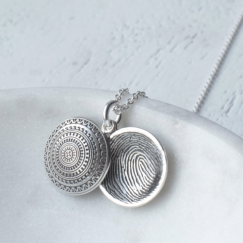 Silver Fingerprint Mandala Locket