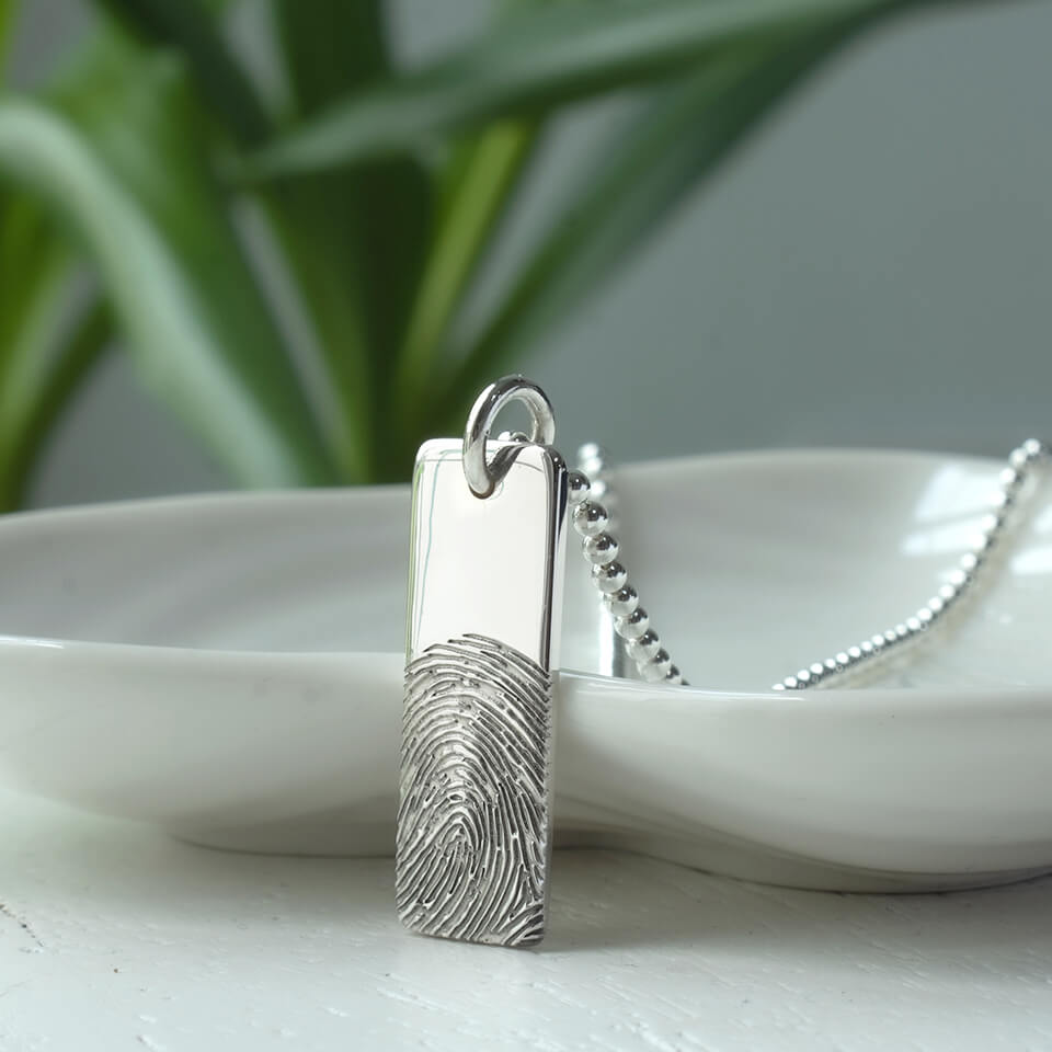 Fingerprint Slim Tag Necklace 