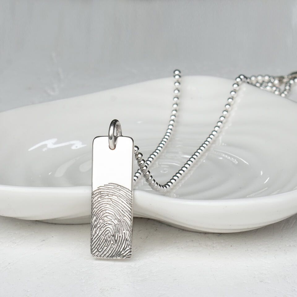 Fingerprint Slim Tag Necklace 