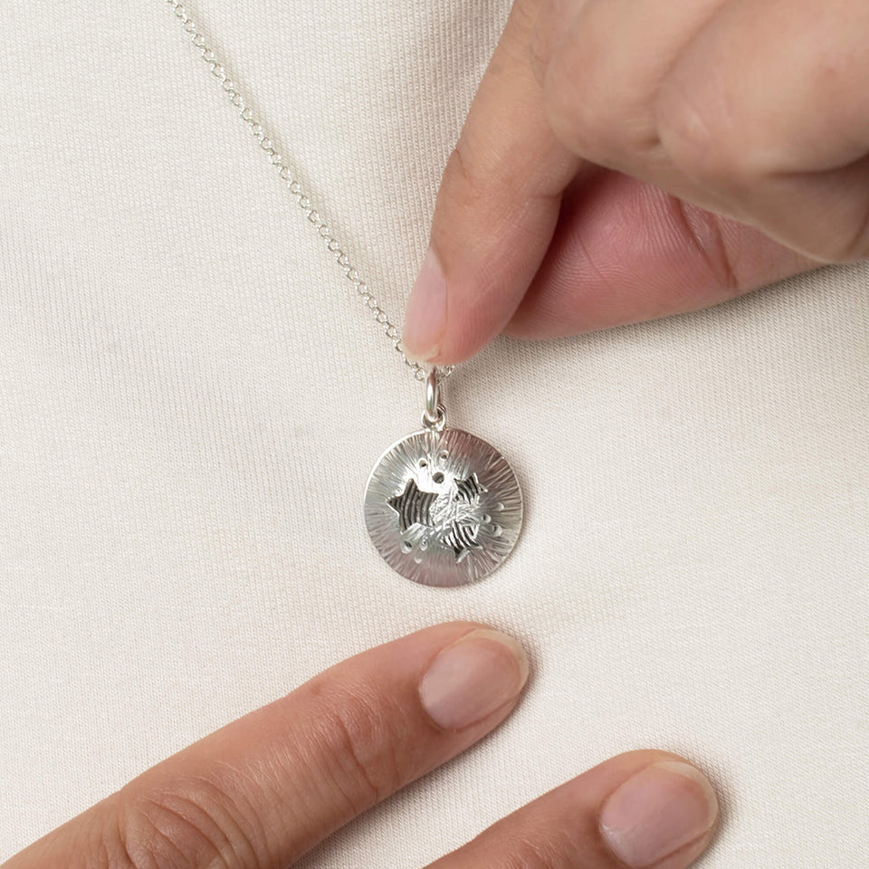 Memorial Fingerprint Stars Locket Necklace