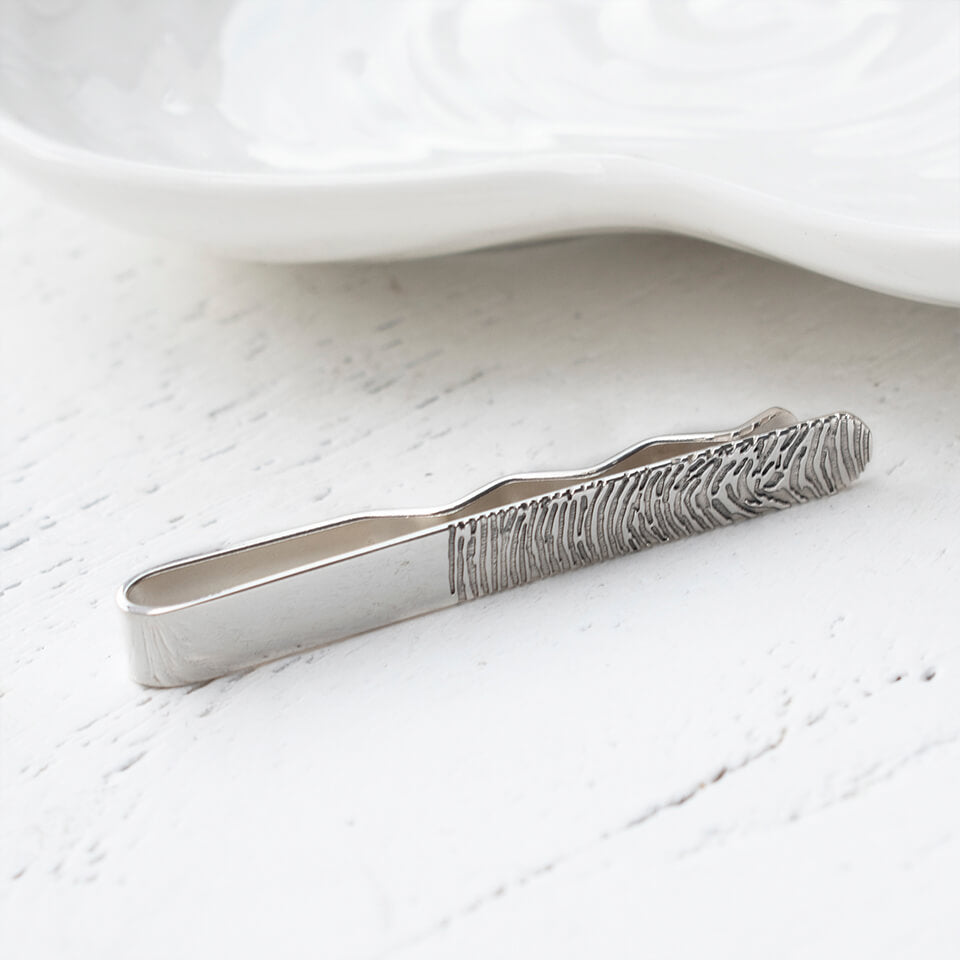 Silver fingerprint tie slide | Memorial Jewellery