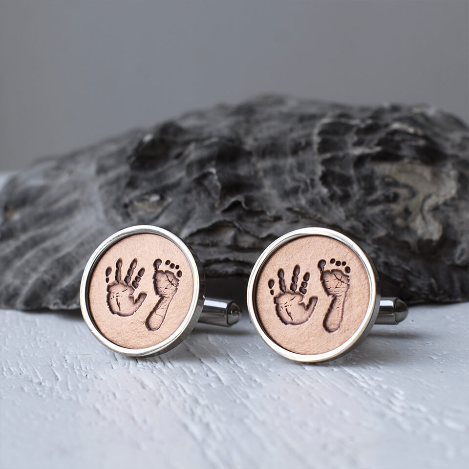 Copper Handprint and Footprint Cufflinks | Personalised 7th Wedding Anniversary Gift