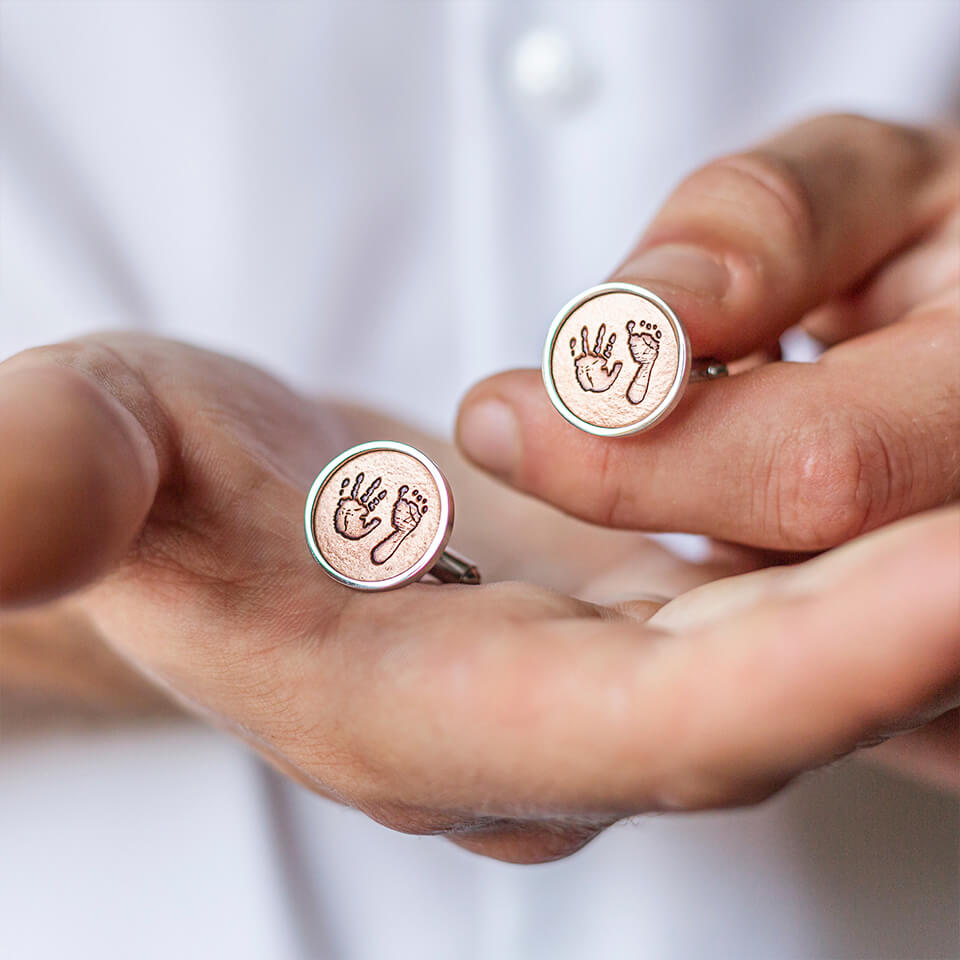 Handprint and Footprint Memorial Cufflinks