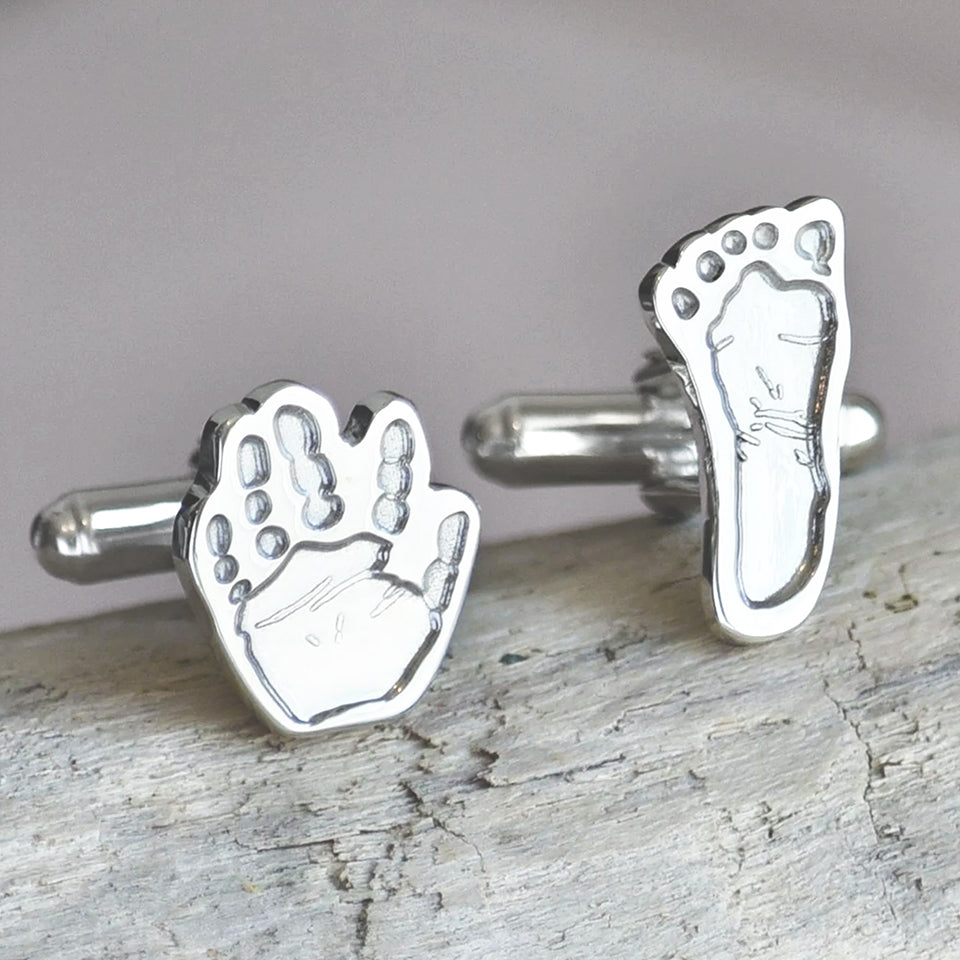 Child's Handprint and Footprint Cufflinks | Father's Day Gift for Dad