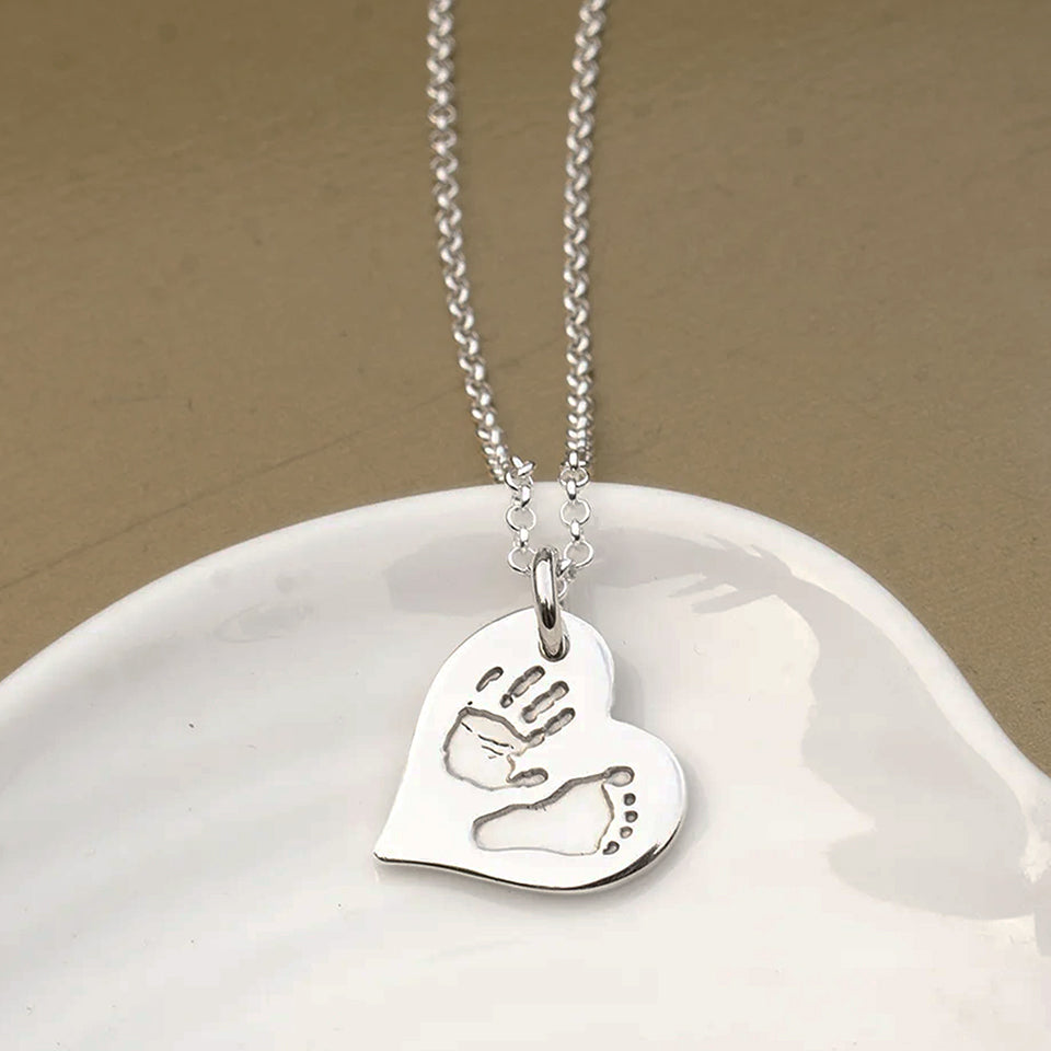 HANDPRINT & FOOTPRINT LOVE HEART NECKLACE