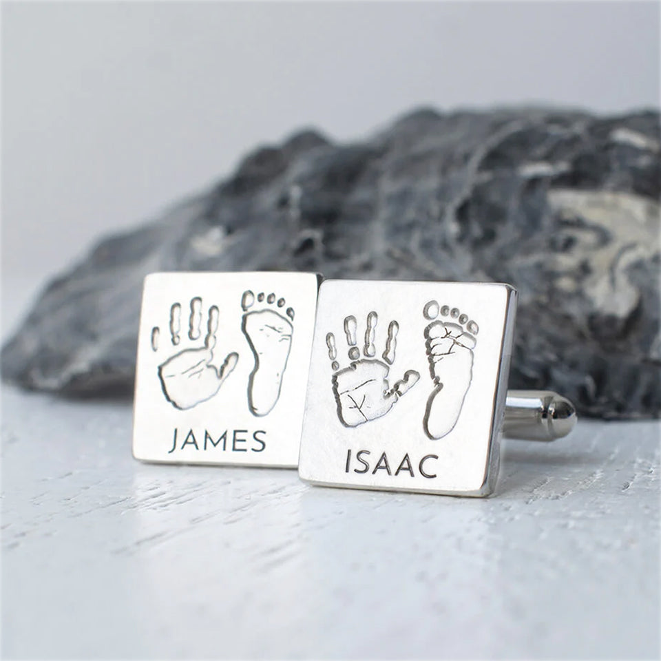 Child&#39;s Handprint and Footprint Cufflinks | Father&#39;s Day Gift for Dad