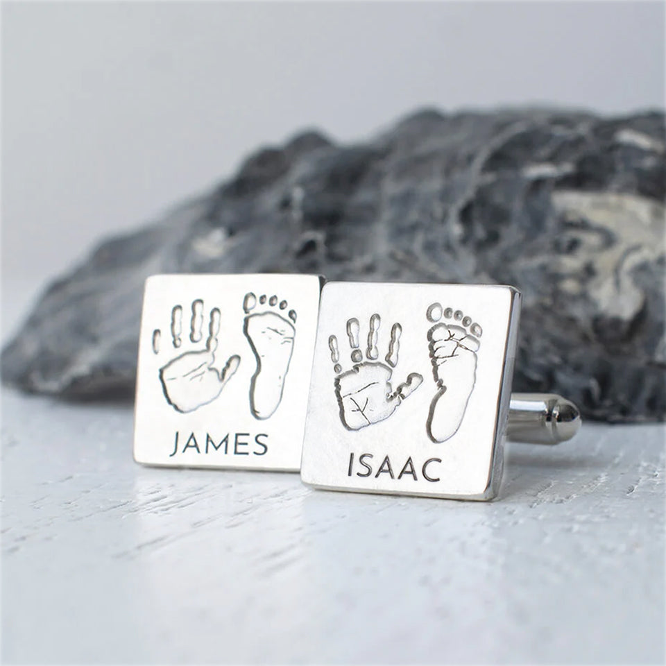 Child's Handprint and Footprint Cufflinks | Father's Day Gift for Dad