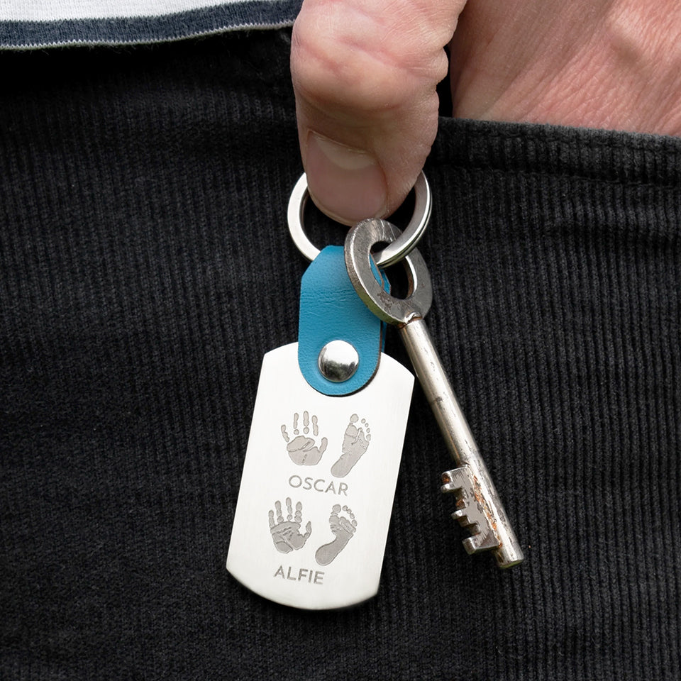 Handprint and Footprint Keyring for one, two, three or four children