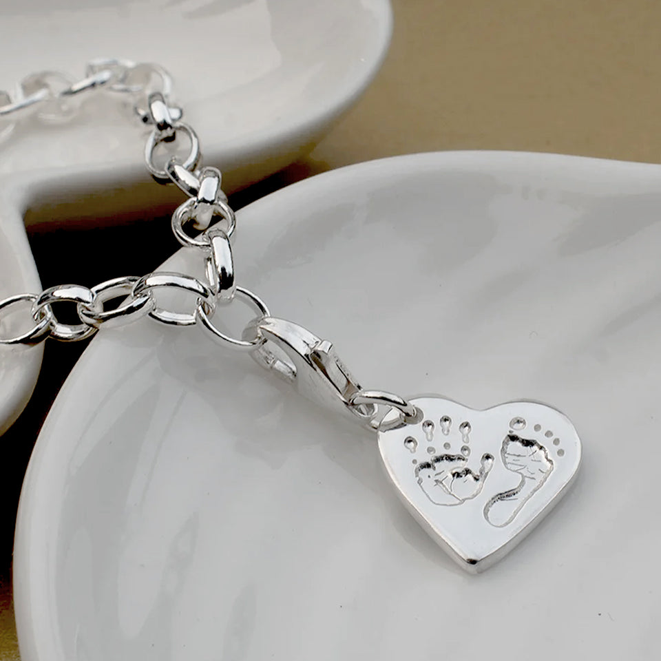 HANDPRINT & FOOTPRINT HEART CHARM WITH CLIP