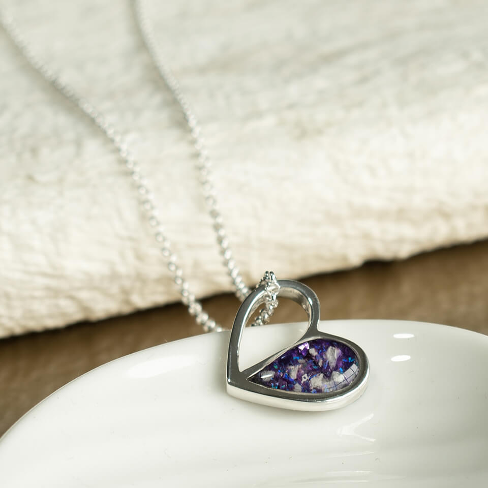 Memorial Ashes Heart Necklace | Silver or Gold