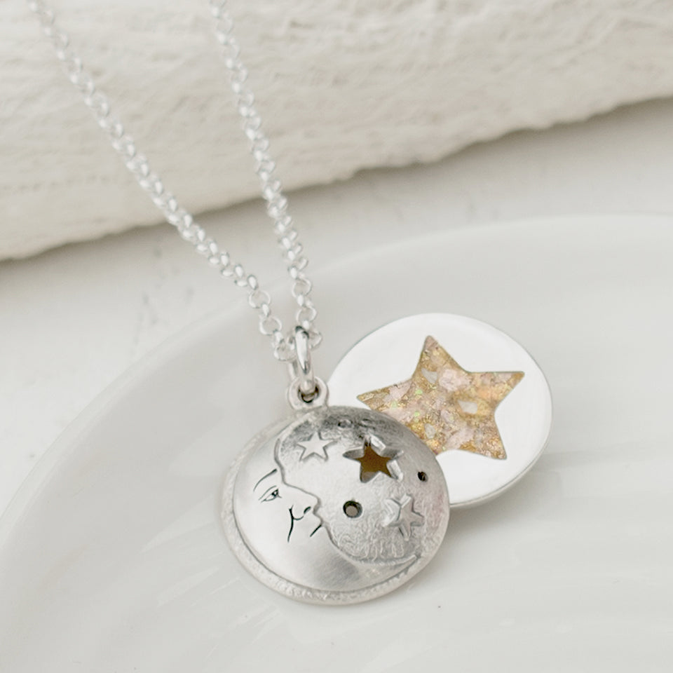 Cremation Ashes Memorial Jewellery | Loved to the Moon &amp; StarsAshes Necklace