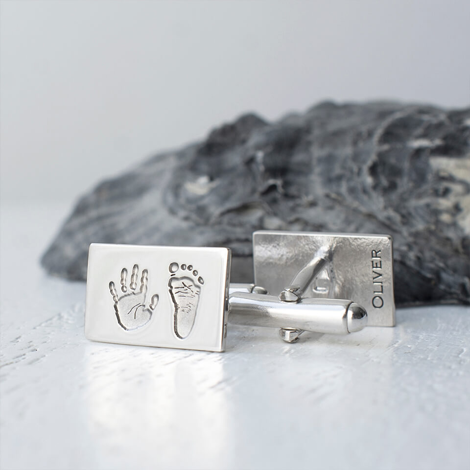 Baby Handprint and Footprint Keepsake Cufflinks | Father's Day Gift for Dad