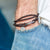 Men's leather wrap bracelet with fingerprint charm for grandad