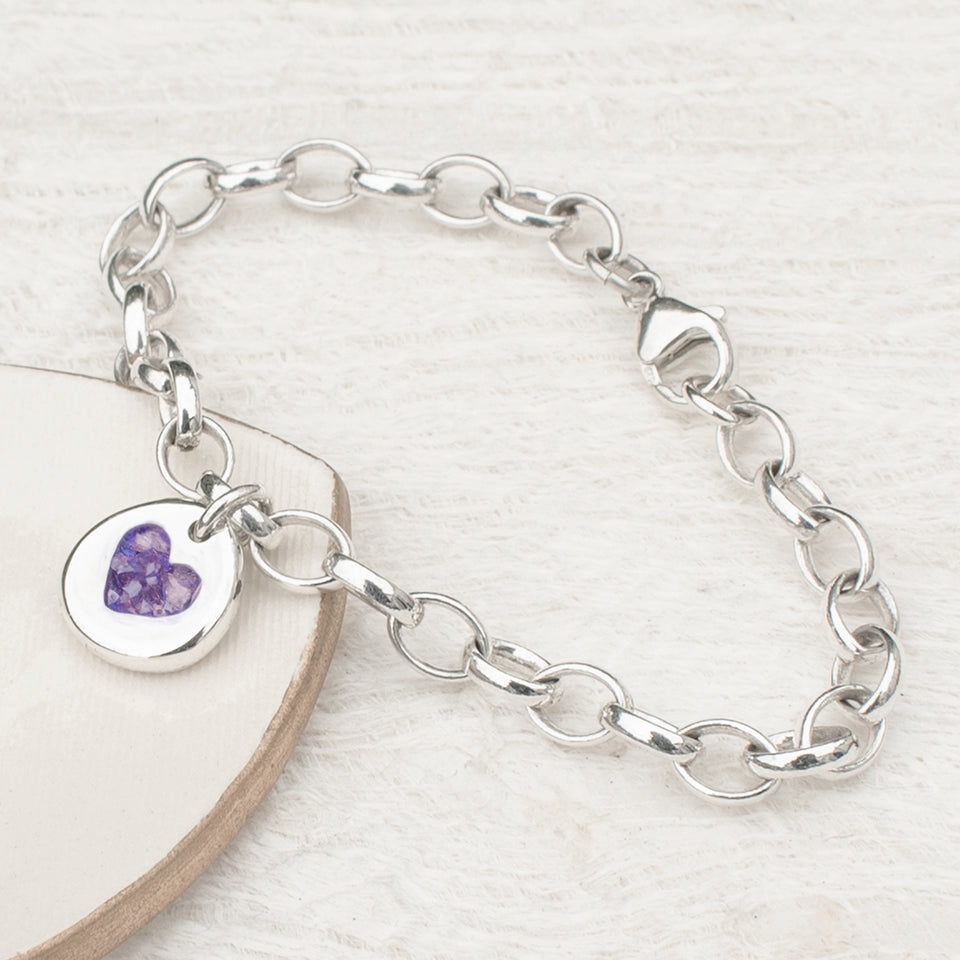 Cremation Ashes Memorial Jewellery | Nugget Heart Ashes Charm Bracelet