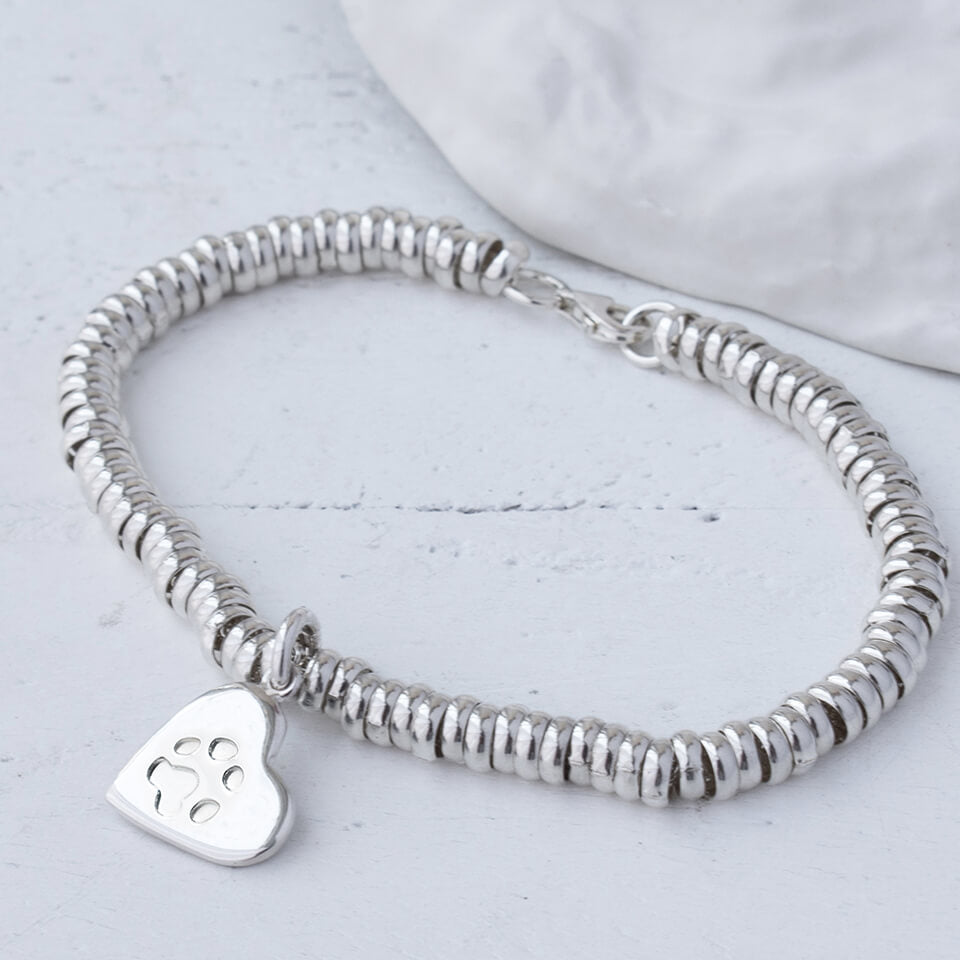 Silver sweetie bracelet with personalised pet's pawprint charm