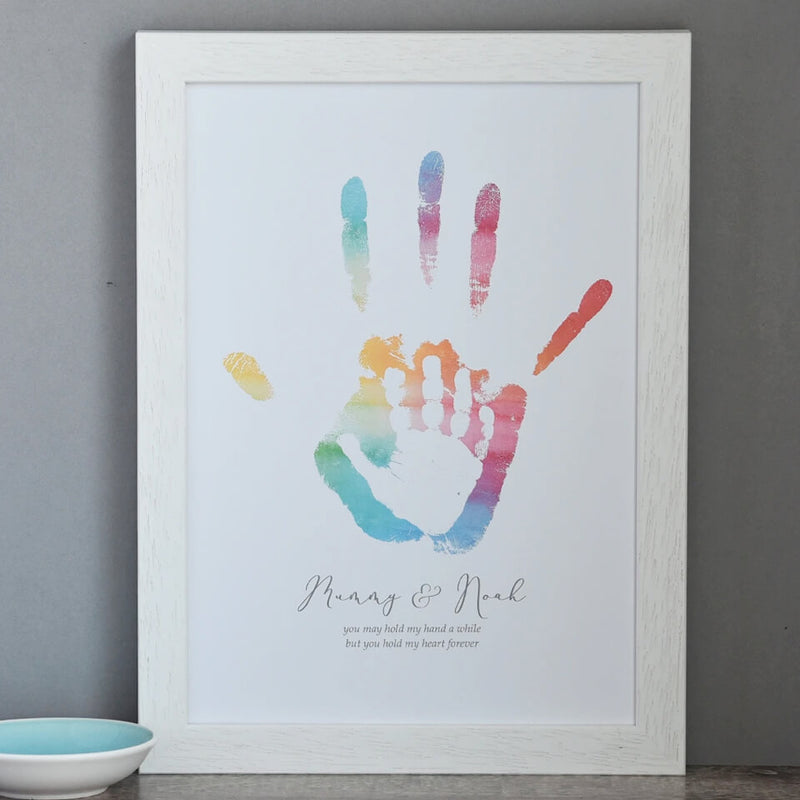 Personalised Hold my Hand Parent and Child Handprint Art - Hold upon Heart